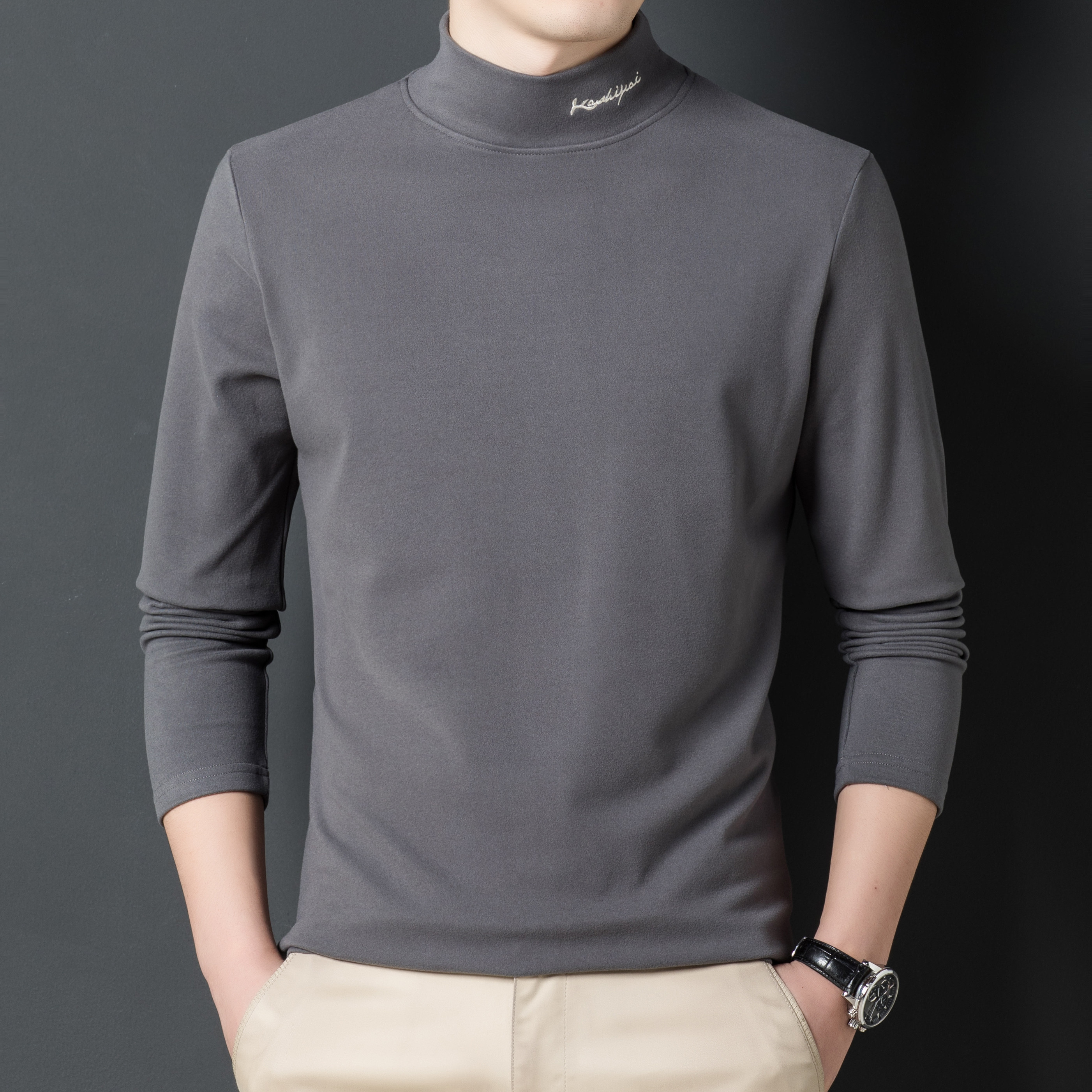 秋冬男士拉丁舞上衣新款高领长袖练功服华尔兹国标摩登舞蹈T恤衫,淘宝优惠券,粉丝福利购,淘宝优惠卷