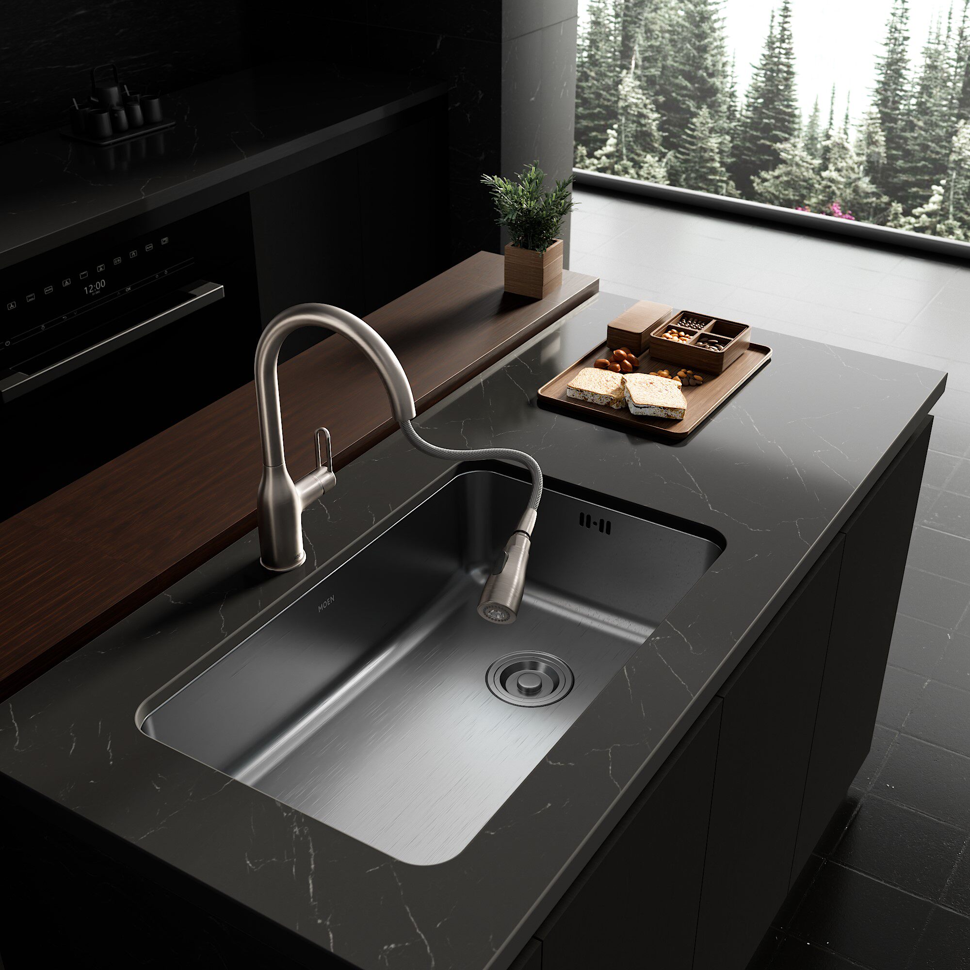 摩恩厨房水槽大单槽套餐台下盆304不锈钢洗菜盆单槽洗碗水池42511