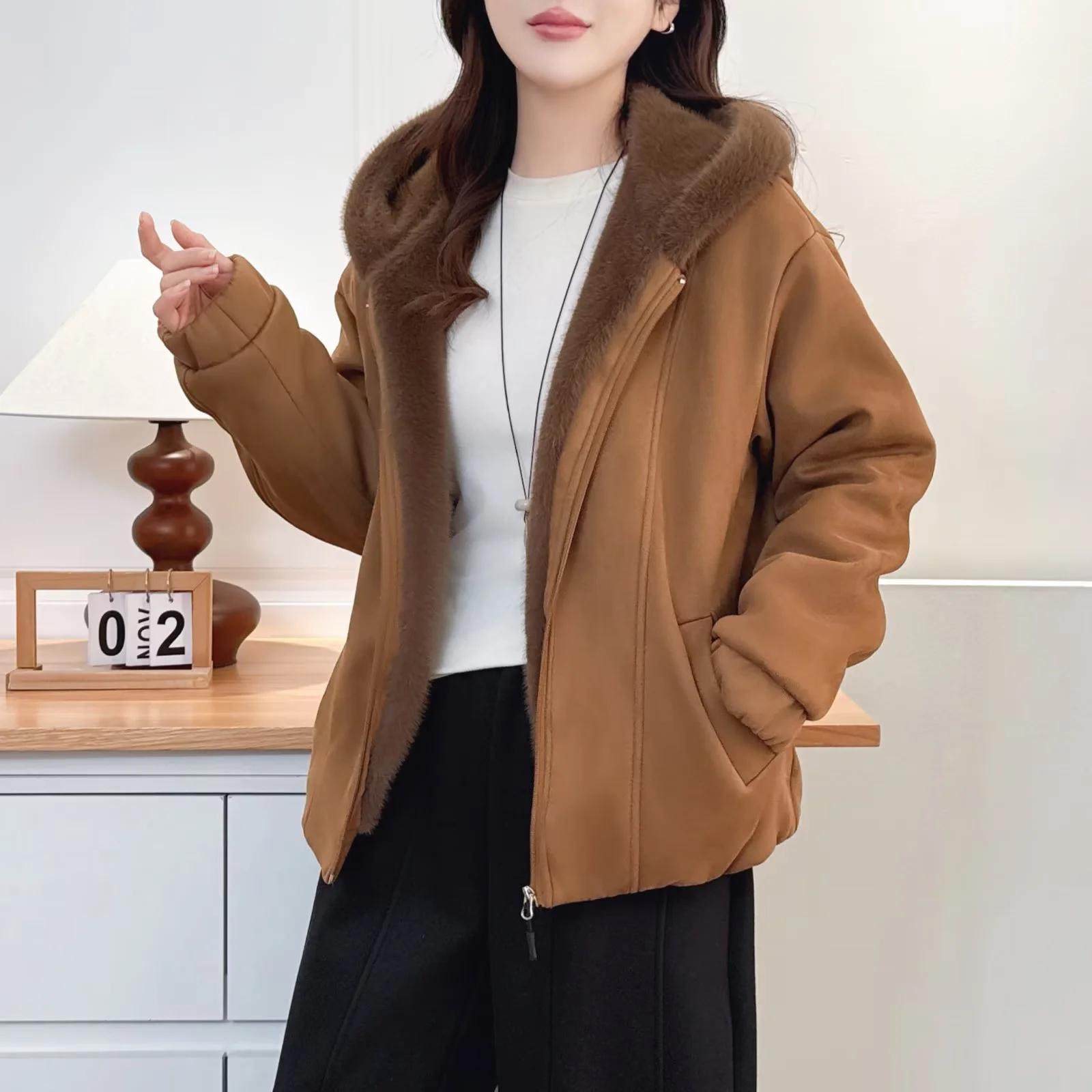 2025胖妹妹冬装大码女装棉袄纯色连帽中年桃皮绒毛茸茸领女棉服,淘宝优惠券,粉丝福利购,淘宝优惠卷