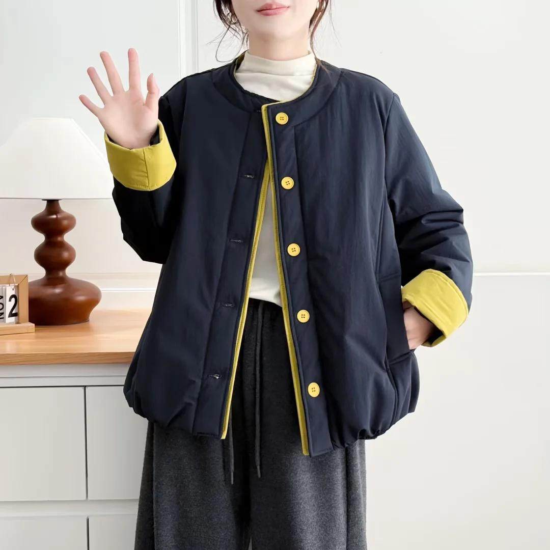 加肥加大码女装冬装新款胖mm2025长袖拼色女棉服高端圆领中年棉衣,淘宝优惠券,粉丝福利购,淘宝优惠卷