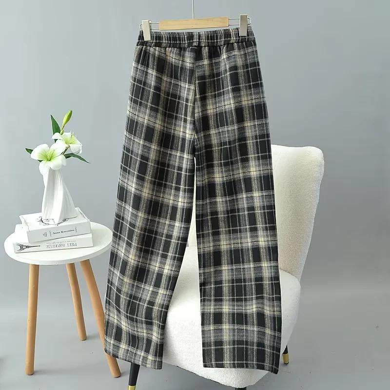 胖妹妹女装冬装加厚格子裤子女松紧腰200斤加绒阔腿裤大码长裤,淘宝优惠券,粉丝福利购,淘宝优惠卷