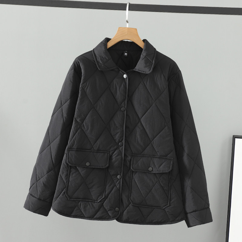 胖mm女装新款2025秋冬显瘦单排扣减龄大码小棉服女轻薄翻领小棉服,淘宝优惠券,粉丝福利购,淘宝优惠卷