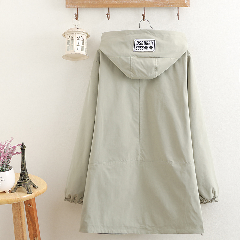 2025胖mm春装宽松中长款胖妹妹上衣200斤女装大码长袖风衣外套女 - 图2