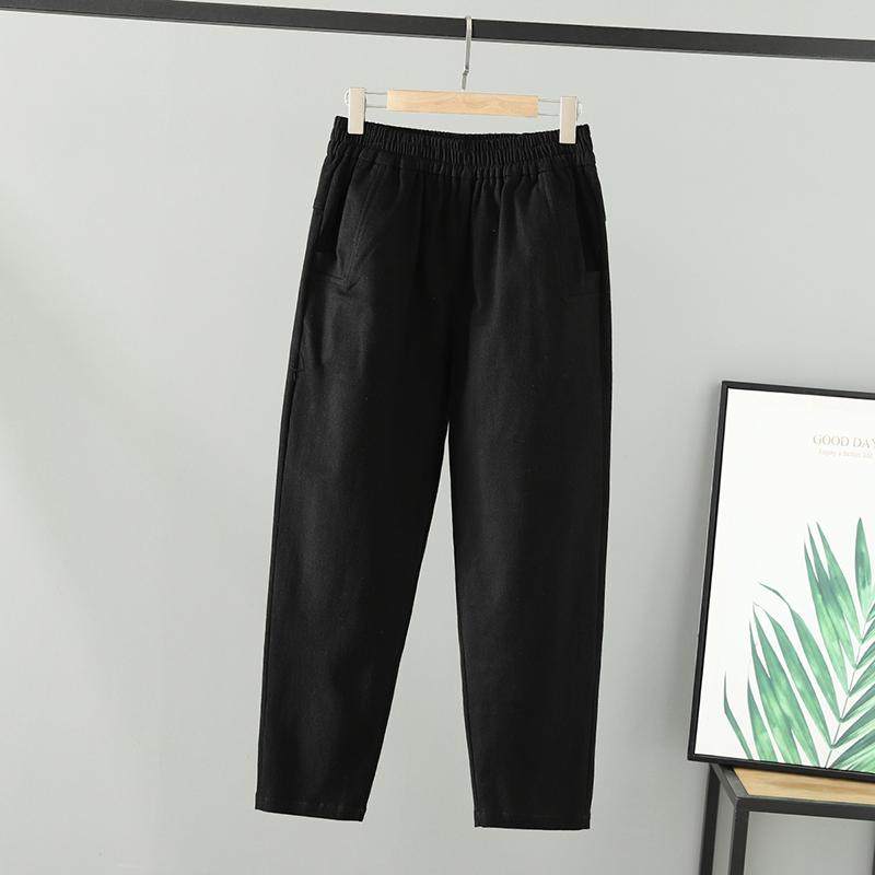 2025女装胖mm春装大码松紧腰藏肉韩系别致九分裤女时髦斜纹棉裤子,淘宝优惠券,粉丝福利购,淘宝优惠卷