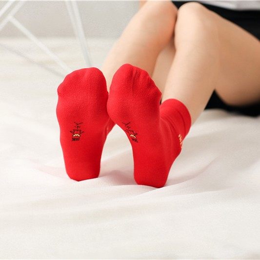 纯棉袜子袜全棉结婚喜庆红袜子中筒休闲袜子袜简装红袜批发堆堆袜,淘宝优惠券,粉丝福利购,淘宝优惠卷