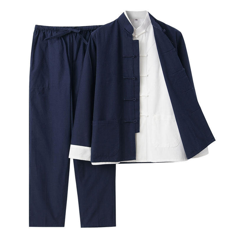 春秋款唐装男中国风纯棉三件套秋季中式服装复古盘扣立领纯棉休闲,淘宝优惠券,粉丝福利购,淘宝优惠卷