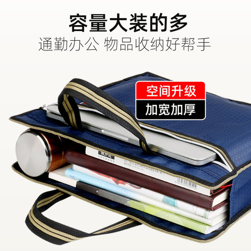 文件袋帆布公文包男手提大容量女资料袋拉链多层防水办公A4定制 - 图1