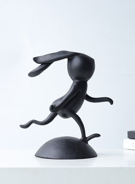 现代简约创意兔子金属酒柜摆件