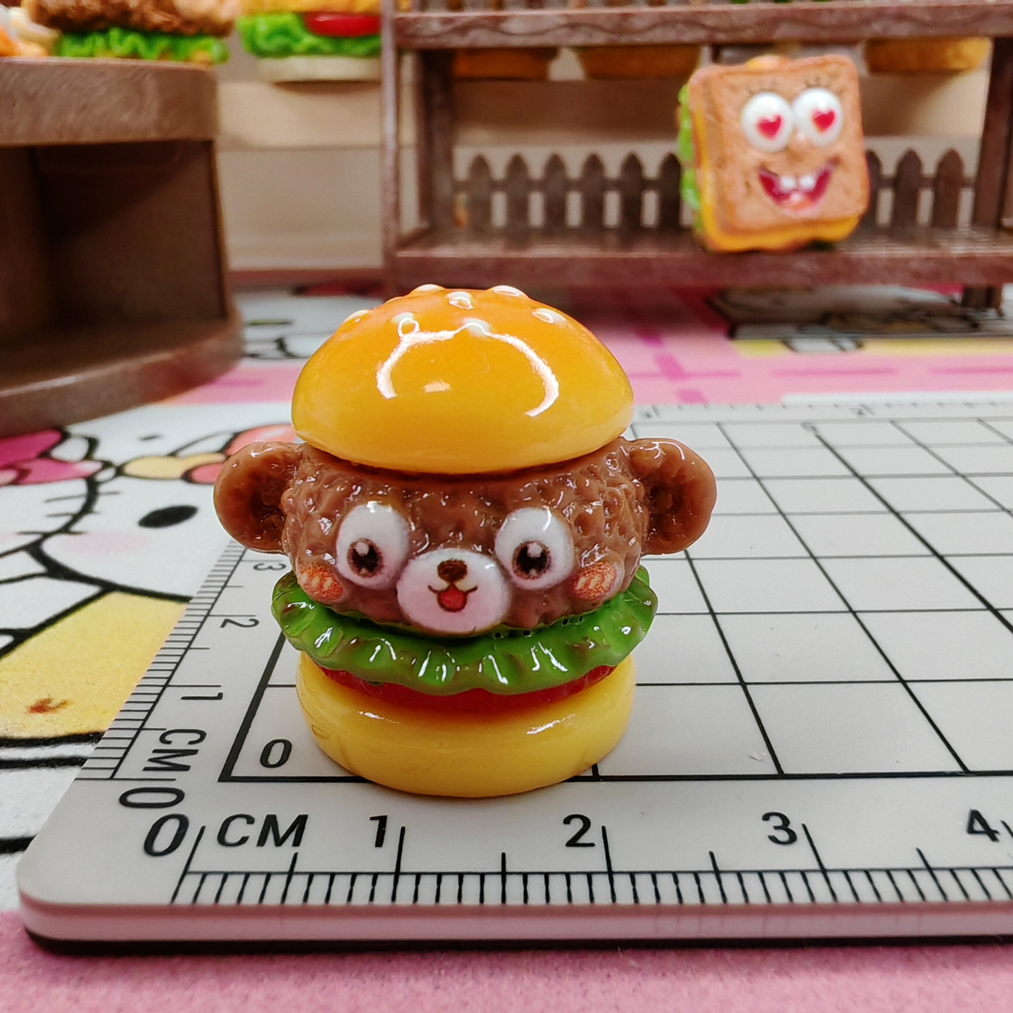 微缩树脂diy汉堡海绵宝宝KT猫饼饼食玩立体摆件过家家娃屋玩具,淘宝优惠券,粉丝福利购,淘宝优惠卷