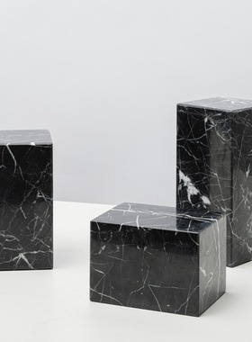 现代北欧几何正方不规则大理石摆件软装长方十字圆柱花瓶