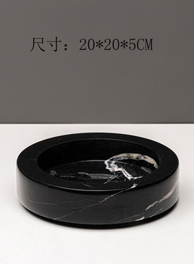 轻奢天然大理石绿植花盆售楼部茶几植物花器软装家居饰品烟缸摆件