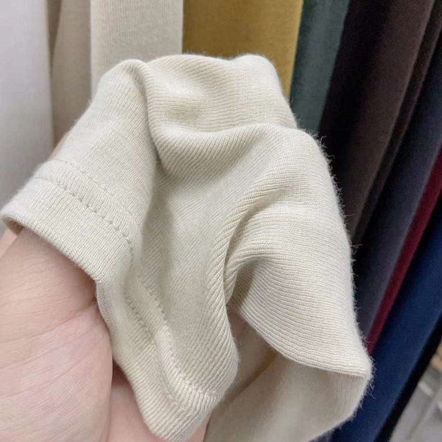 Women's high-quality spring and autumn long-sleeved T-shirt with letters on the back, loose, slim, versatile, round-neck, solid color bottoming shirt, cotton