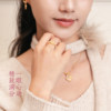 Chow Tai Sang gold ring love rose Monet fluorescent enamel solid gold ring ring birthday gift for girls