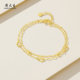 Mother's Day gift Zhou Taisheng gold bracelet women's gold 5G double-layer gourd small gold beads O-shaped chain double-layer hand ornaments