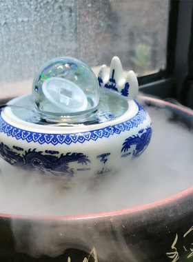 假山喷泉桌面流水球招财鱼缸盘景