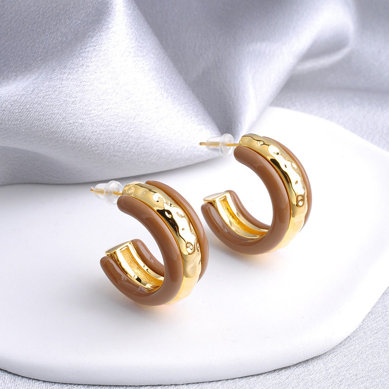欧美轻奢撞色C形耳钉复古气质个性风潮小众设计时尚耳环女精致,淘宝优惠券,粉丝福利购,淘宝优惠卷