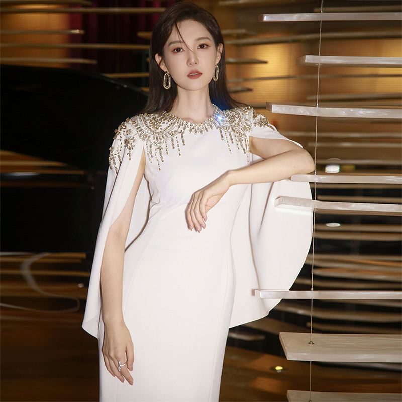 明星同款气质宴会晚礼服2025新款鱼尾轻奢小众高级感主持人演出服 - 图0