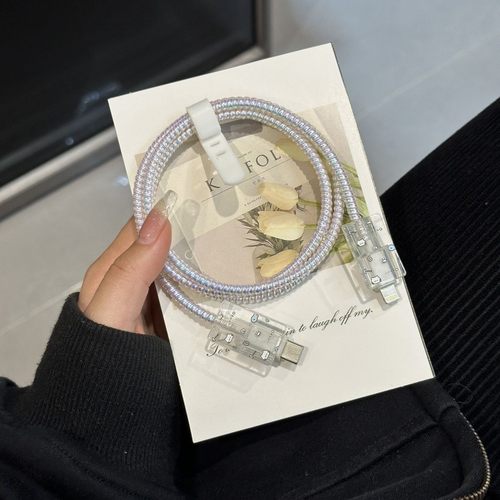 适用于苹果印花充电器保护套20w缠绕线防折断16pro数据线保护套 - 图0