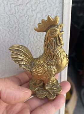 厂家批发黄铜公鸡摆件金鸡摆件铜鸡家居工艺品高约10厘米