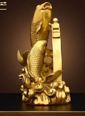 铜鲤鱼跃龙门摆件工艺品年年有余