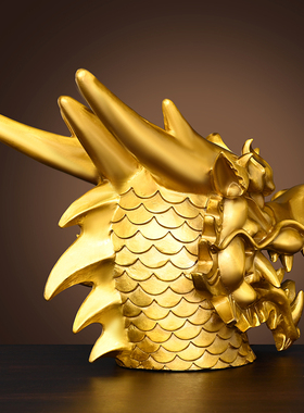 黄铜十二生肖龙头龙首铜龙摆件