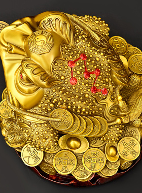 黄铜金蟾摆件三足金蟾财三脚蟾蜍