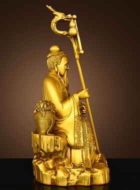 纯黄铜药王孙思邈摆件