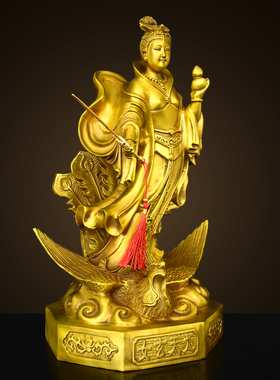 黄铜九天玄女神像摆件玄母天尊