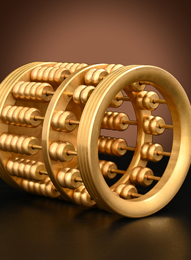 算盘笔筒纯黄铜创意文房四宝摆件