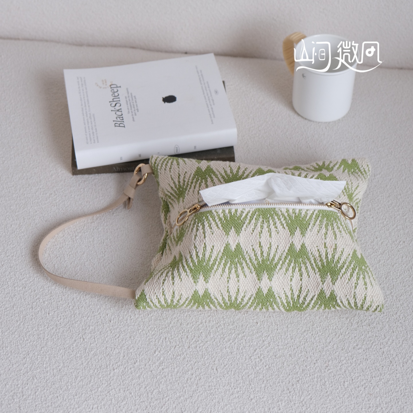 可悬挂式纸巾盒纯棉纸巾套化妆包车载汽车用椅背可挂抽纸收纳袋 - 图2