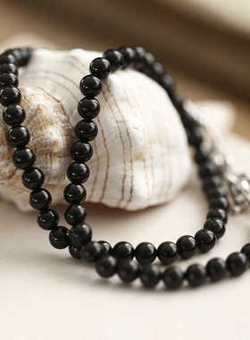 离歌丨天然黑碧玺时髦锁扣项链