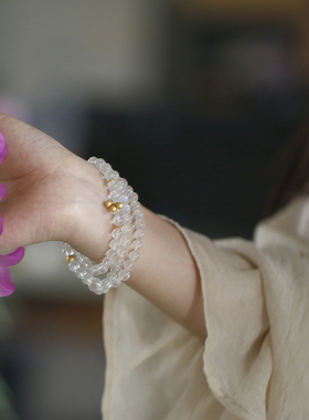 软语古典雅致月光石纯银镀金手链