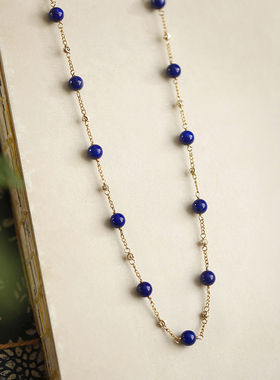 天然青金石气质百搭纤细项链软语