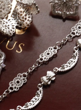 银织蕾丝丨古董织物感纯银手链