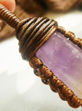 原石手工编织腊绳吊坠