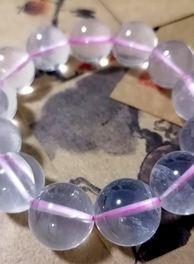 福百瑞珠宝孤品天然冰粉晶水晶大珠手编复古美搭精工手链