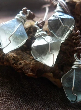 原石手工编织腊绳吊坠