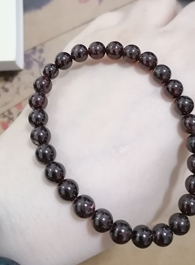 福百瑞珠宝孤品天然酒红石榴石复古手链