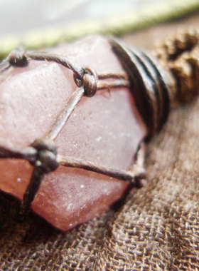 原石手工编织腊绳吊坠