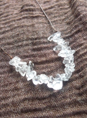 阿福家 天然白水晶碎石手编一线简约随意蜡绳项链