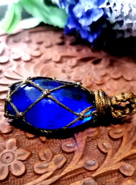 原石手工编织腊绳吊坠