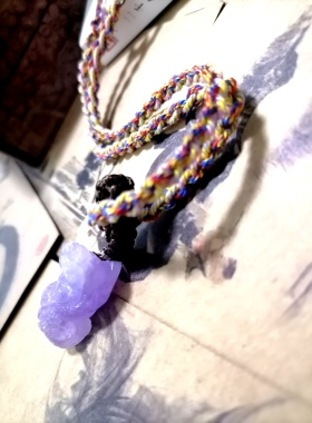 阿福珠宝 天然紫罗兰貔貅藏棉国风原创编织吊坠项链