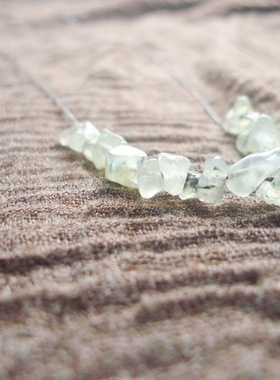 阿福家 天然葡萄石碎石手编一线简约随意蜡绳项链