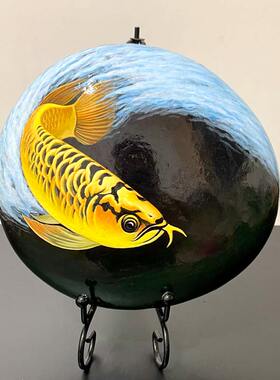 石头摆件中式书房手绘