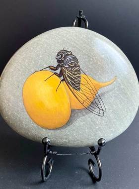 石头摆件现代办公室手绘