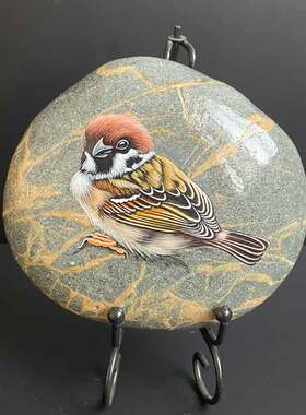 石材摆件中式客厅手绘饰品