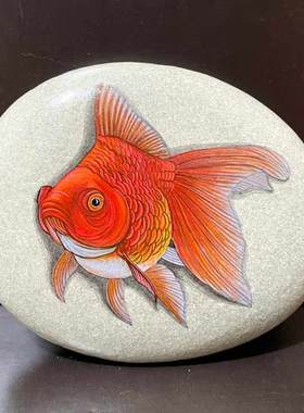 石头摆件现代办公室手绘饰品