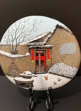 石材摆件现代客厅手绘饰品摆件