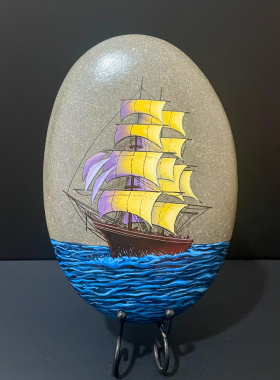 石材摆件现代玄关手绘饰品