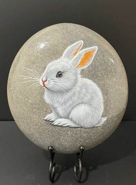 石头摆件中式书房手绘